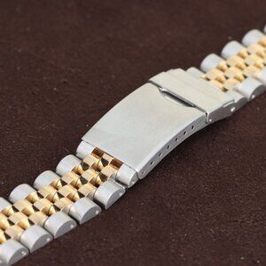 Hadley-Roma 20mm Men's Solid Link Gold Plated &Steel Watch Bracelet/Band,MB4217T